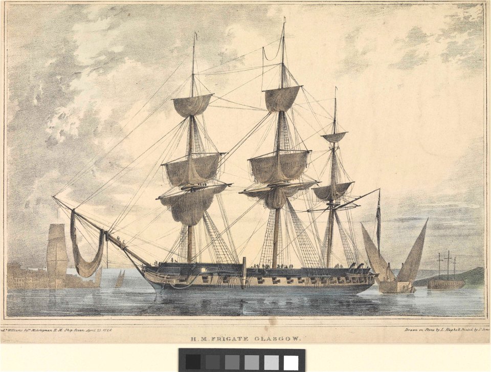 HM Frigate Glasgow (Captain) The Honble J A Maude. 23 April 1826 RMG PW8019
