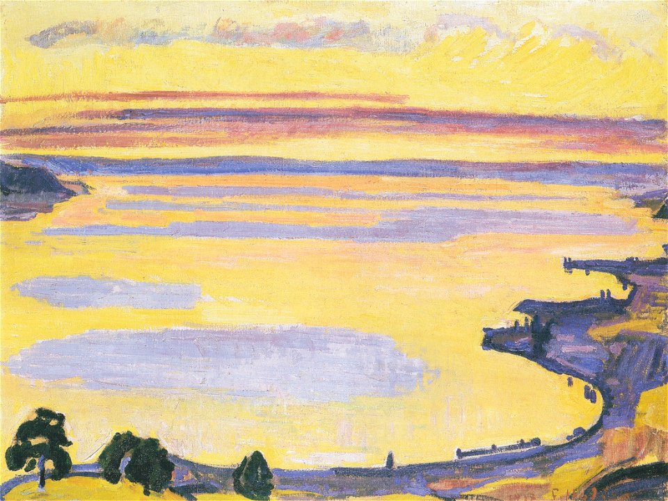 Hodler - Sonnenuntergang am Genfersee von Caux aus - 1917