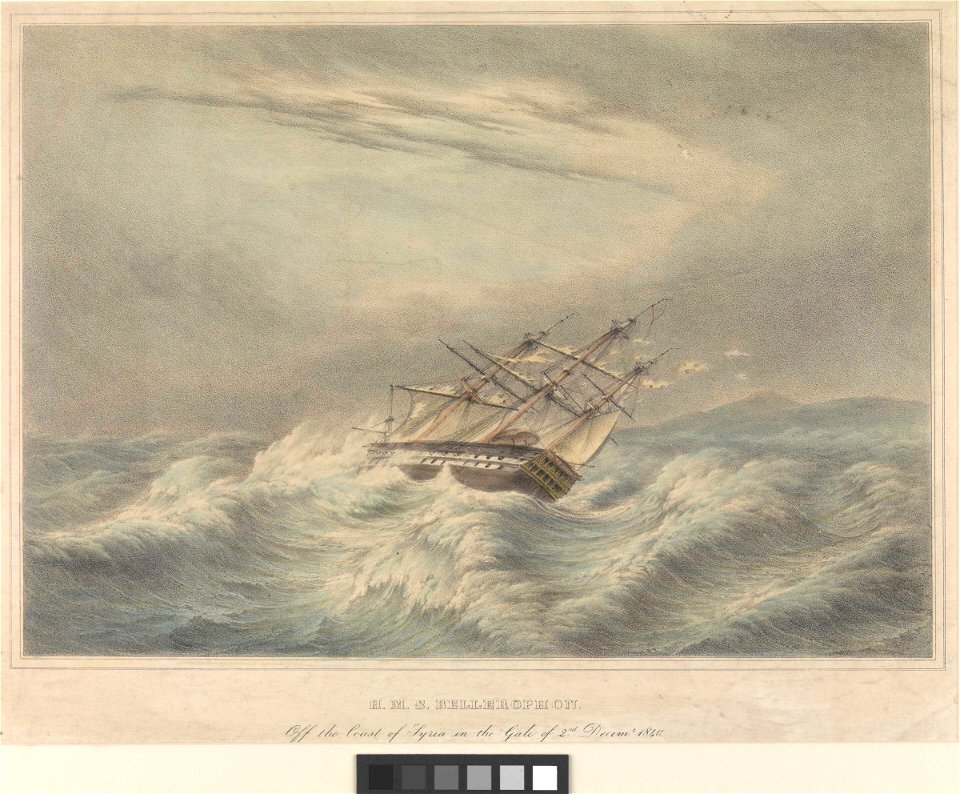 HMS 'Bellerophon' (1824) off the coast of Syria, 2 December 1840 RMG PW8037