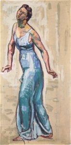 Hodler - Schreitende Frauenfigur in blauem Gwand - 1915. Free illustration for personal and commercial use.