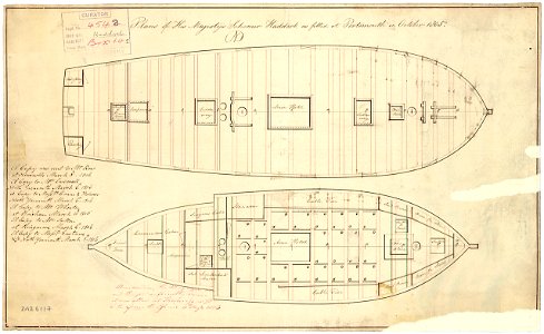 HMS Haddock (1805) plan. Free illustration for personal and commercial use.