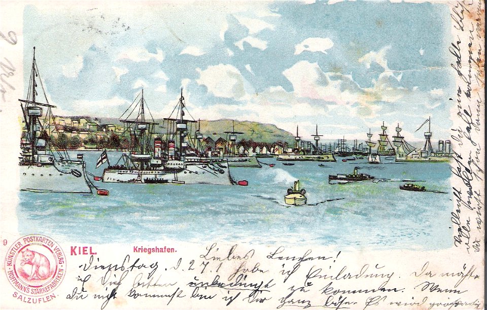 Hoffmanns Stärkefabriken - Postkarte Kiel, Kriegshafen