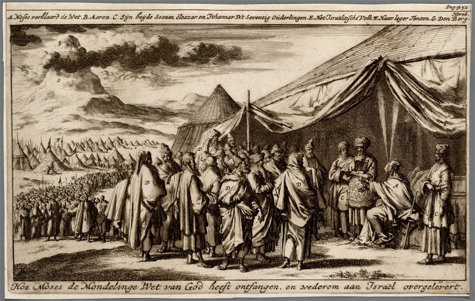 Hoe Moses de mondelinge wet van God heeft ontfangen, en wederom aan Israël overgelevert, objectnr A 41787