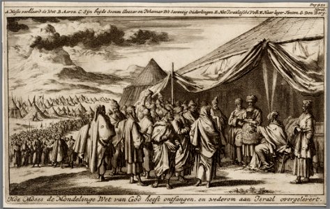 Hoe Moses de mondelinge wet van God heeft ontfangen, en wederom aan Israël overgelevert, objectnr A 41787