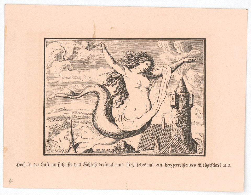 Hoch in der Luft umfuhr sie das Schloss dreimal und stiess jedesmal ein herzzerreissendes Wehgeschrei aus LCCN2017660105