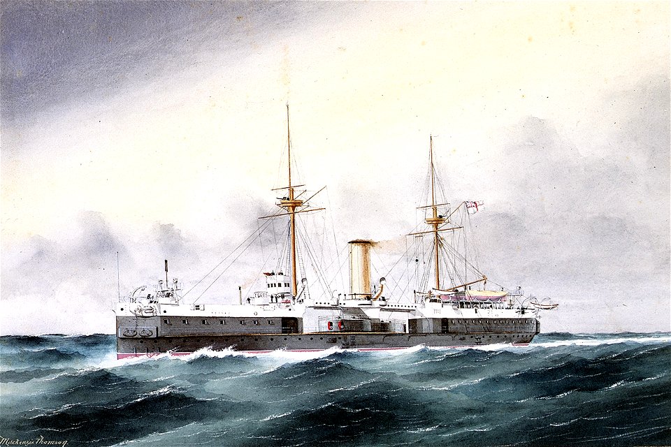 HMS Edinburgh 2nd class turret ship, 9420 tons launched 1886 RMG D3474
