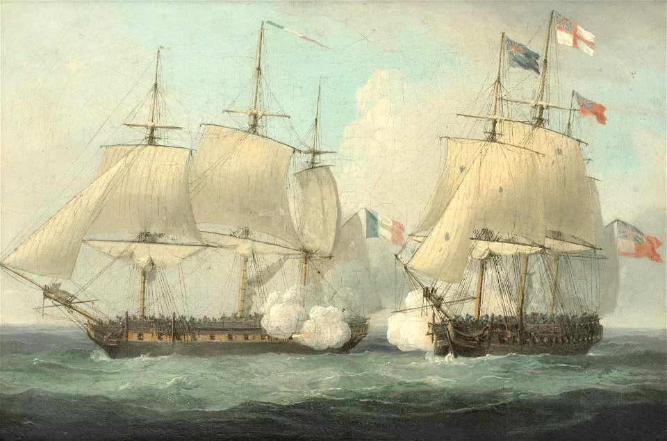 HMS Eurotas commencing action with the French frigate Clorinde, 25th February 1814