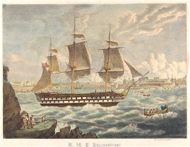 HMS 'Bellerophon' (1824) outside the Grand Harbour, Malta RMG PY0801