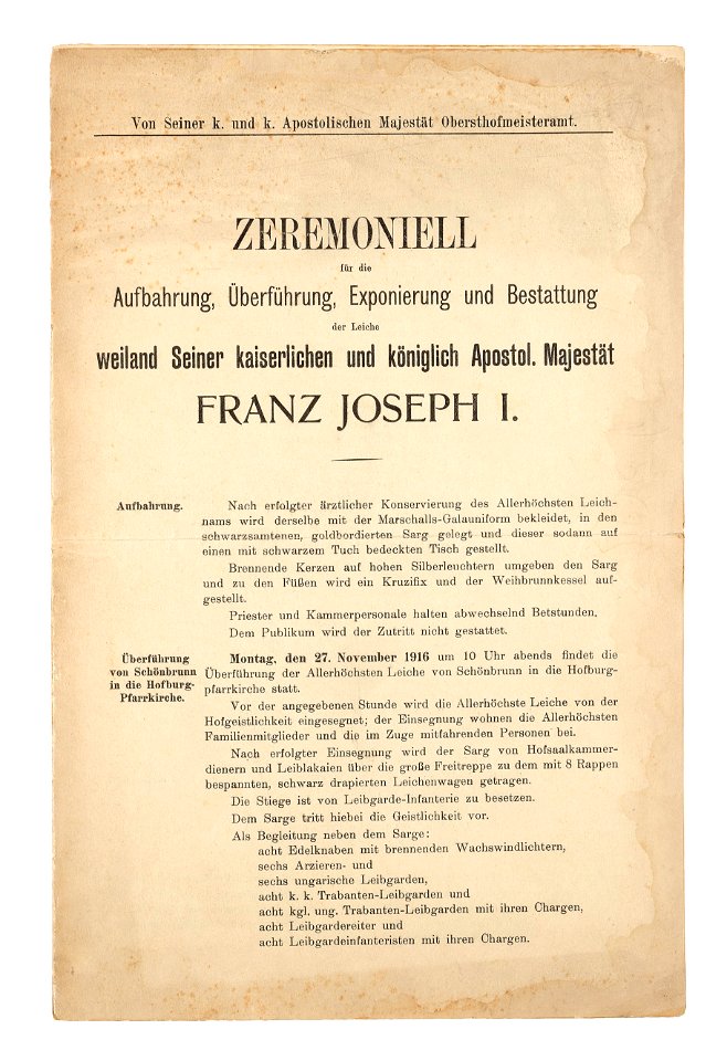 Hof-Zeremoniell Bestattung Franz Joseph I 01