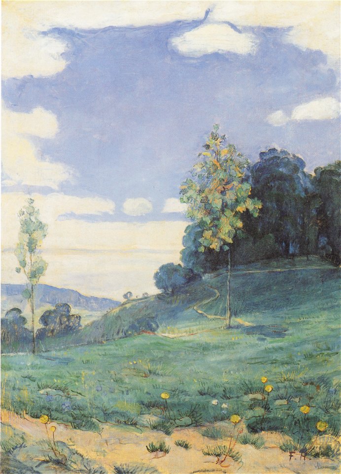 Hodler - Landschaft mit zwei kleinen Bäumen - 1893-95