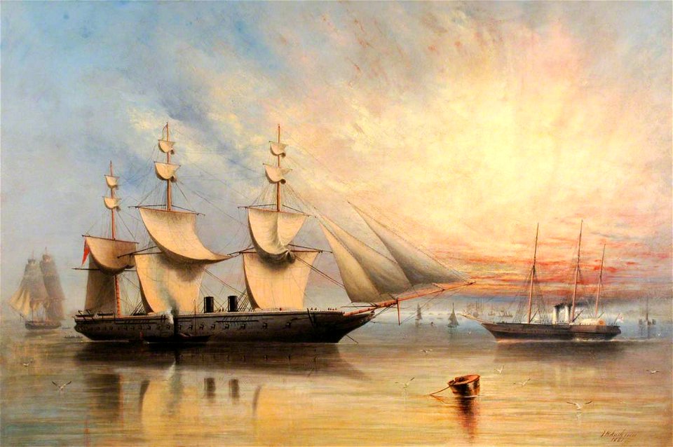 HMS Warrior Drying Her Sails by J. W. Anderson HMP WAR