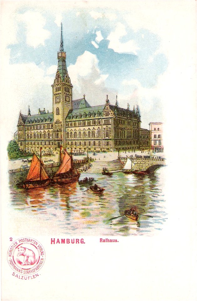 Hoffmanns Stärkefabriken - Postkarte Hamburg, Rathaus