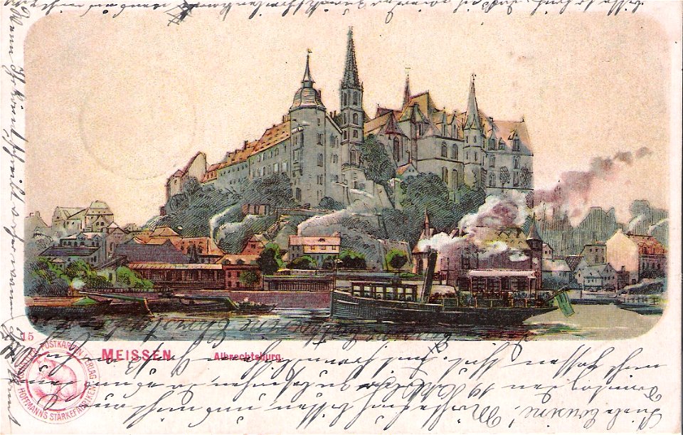 Hoffmanns Stärkefabriken - Postkarte Meißen, Albrechtsburg