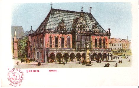 Hoffmanns Stärkefabriken - Postkarte Bremen, Rathaus