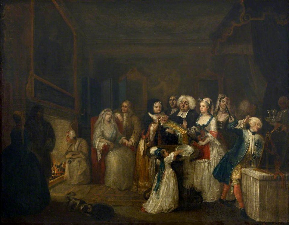 Hogarth - The Christening (Orator Henley Christening a Child), c.1729, L 0036