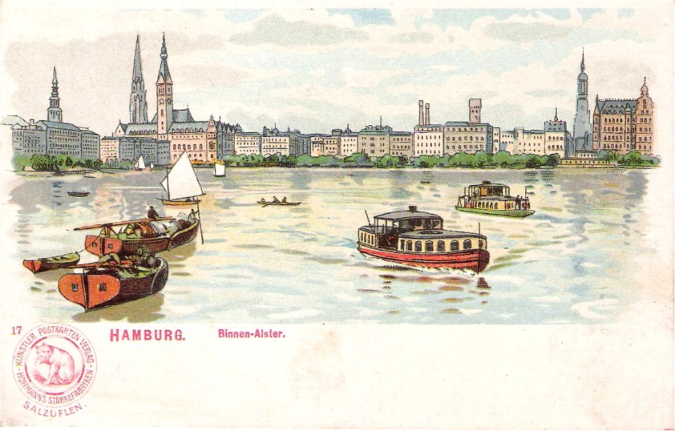 Hoffmanns Stärkefabriken - Postkarte Hamburg, Binnenalster