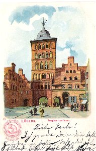 Hoffmanns Stärkefabriken - Postkarte Lübeck, Burgtor innen