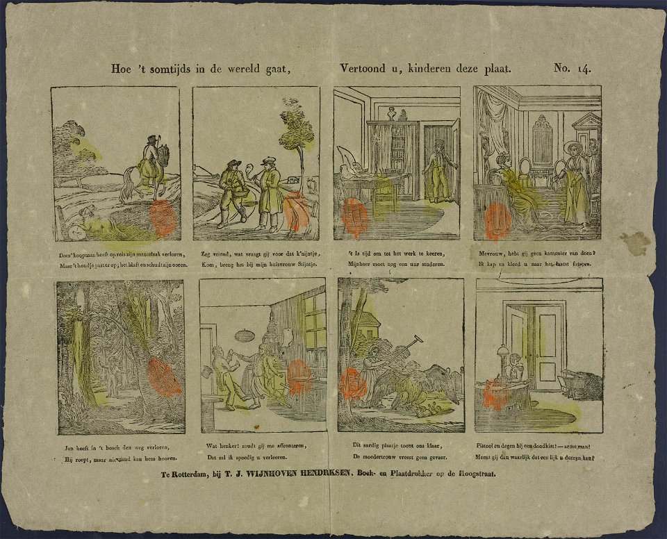Hoe 't somtijds in de wereld gaat, Vertoond u, kinderen deze plaat-Catchpenny print-Borms 0993