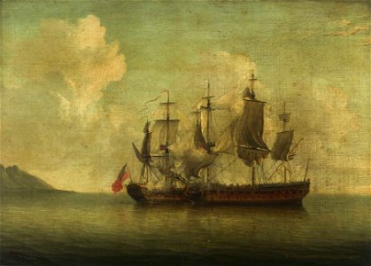 HMS Experiment taking the Telemaque, 19 July 1757 RMG BHC0381