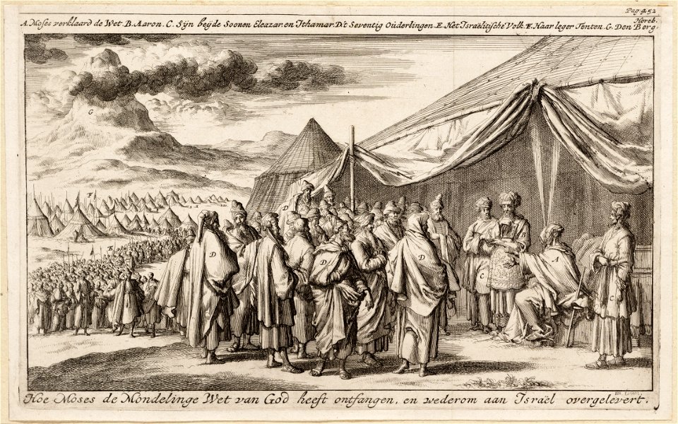 Hoe Moses de mondelinge wet van God heeft ontfangen, en wederom aan Israël overgelevert, objectnr A 41793