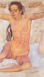 Hodler - Sitzender weiblicher Akt mit erhobenen Armen - ca1898
