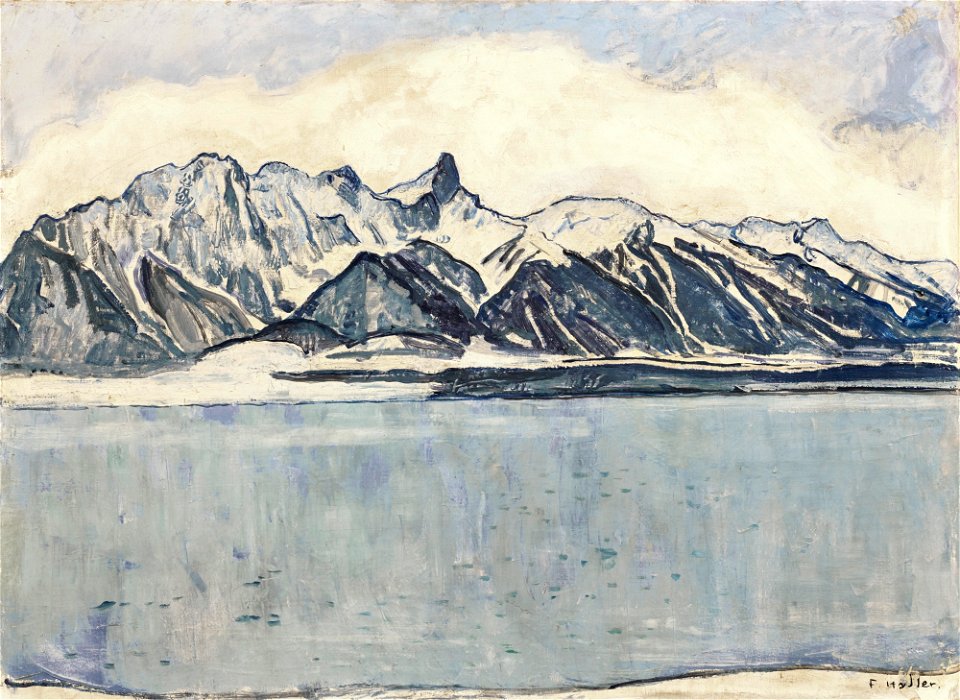 Thunersee mit Stockhornkette im Winter by Ferdinand Hodler 