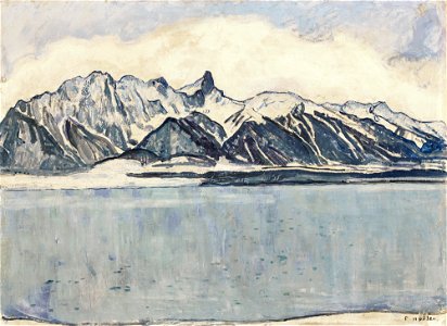 Thunersee mit Stockhornkette im Winter by Ferdinand Hodler 
