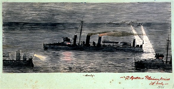 HMS Surly during manoeuvres, D Squadron, Preliminary Cruise 25 July 1901 RMG PU0300