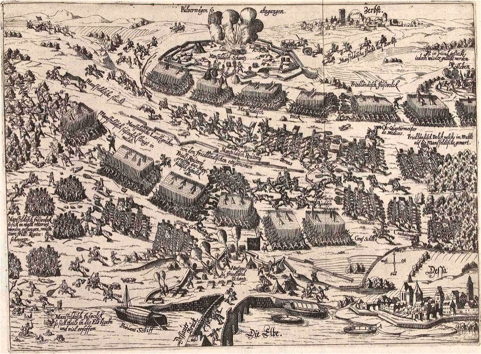Frans Hogenberg - Slag bij Dessau (Rijksmuseum)
