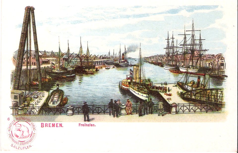 Hoffmanns Stärkefabriken - Postkarte Bremen, Freihafen