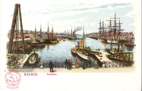 Hoffmanns Stärkefabriken - Postkarte Bremen, Freihafen