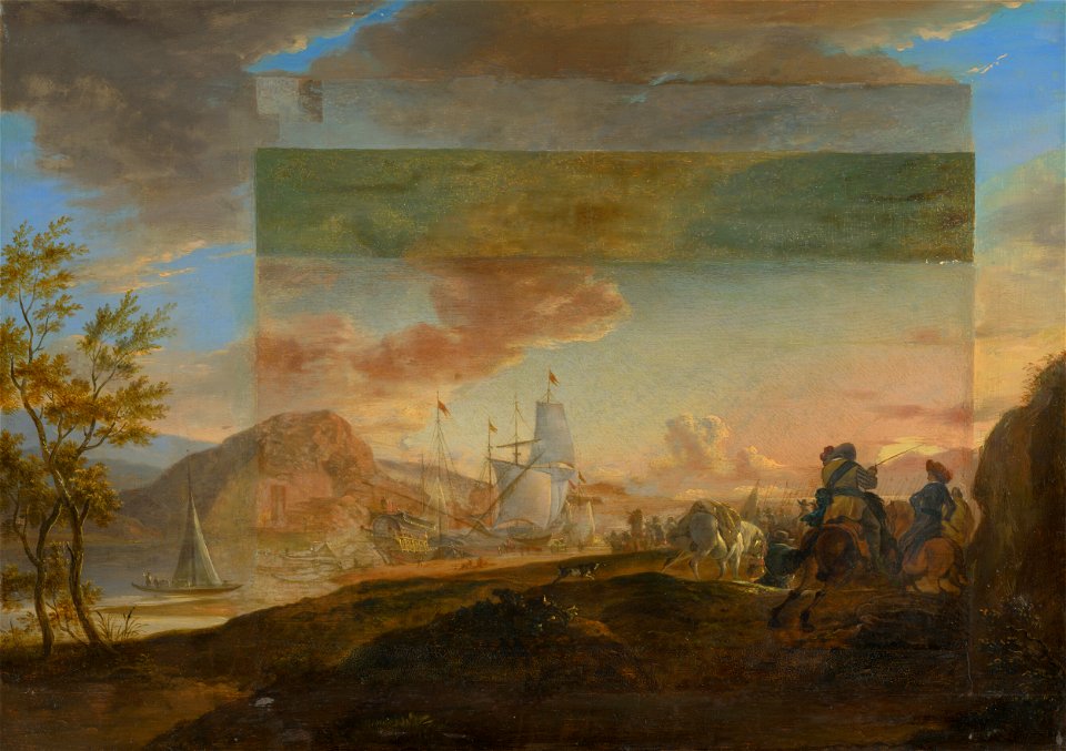 Holandský maliar z 1. polovice 17. storočia - Morská zátoka s plachetnicou - O 1794 - Slovak National Gallery