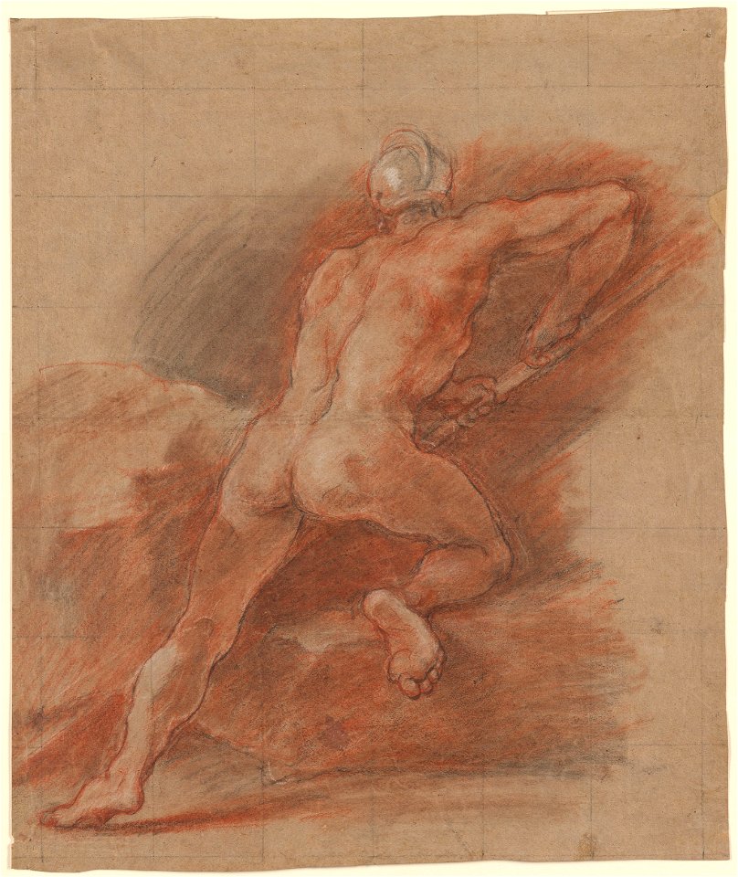 Hogarth - Helmeted Nude Male Figure Levering a Rock, III, 32a