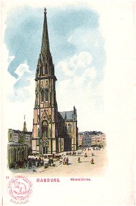 Hoffmanns Stärkefabriken - Postkarte Hamburg, Nicolaikirche