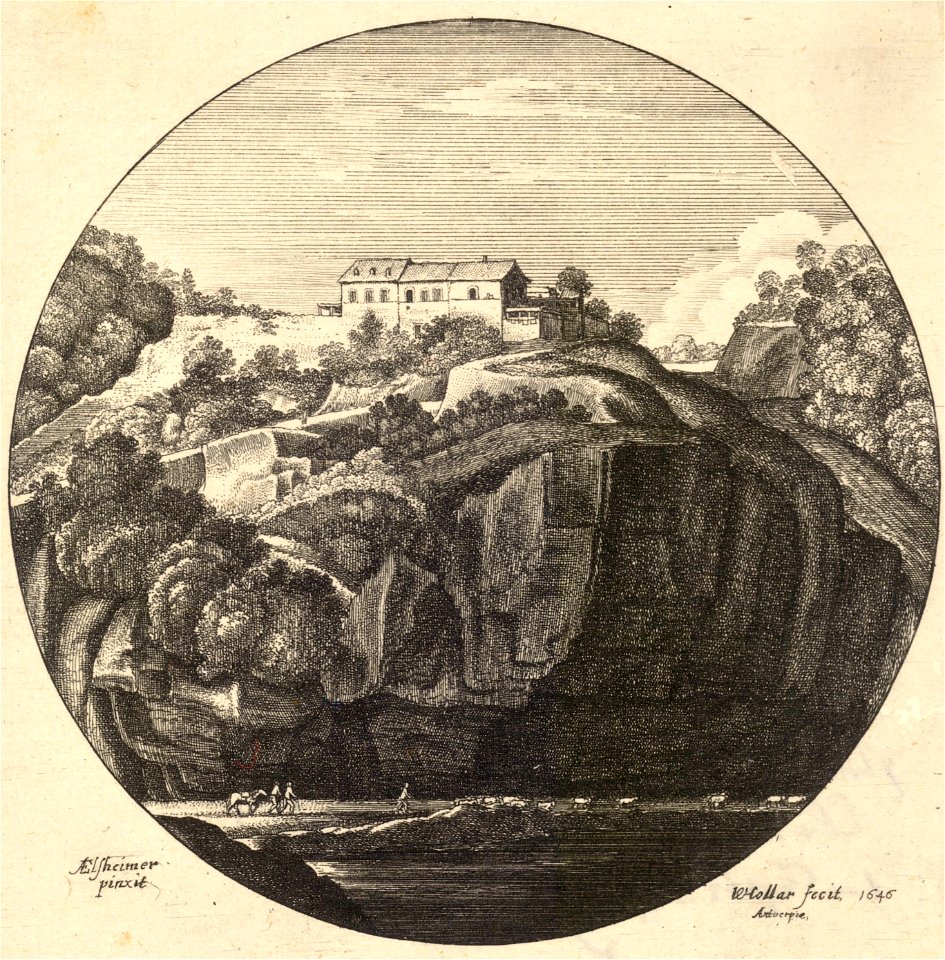 Wenceslas Hollar - The house on the cliff (Elsheimer)