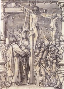 Christ on the Cross, design for a stained glass window, by Hans Holbein the Younger
