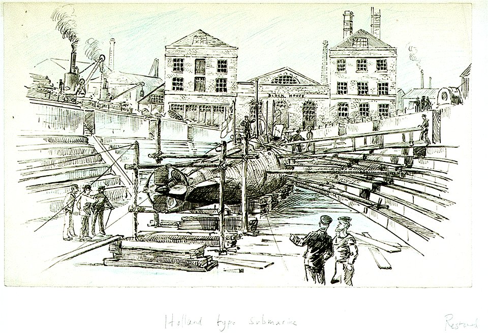 Holland type Submarine Portsmouth c1903 RMG PU6317