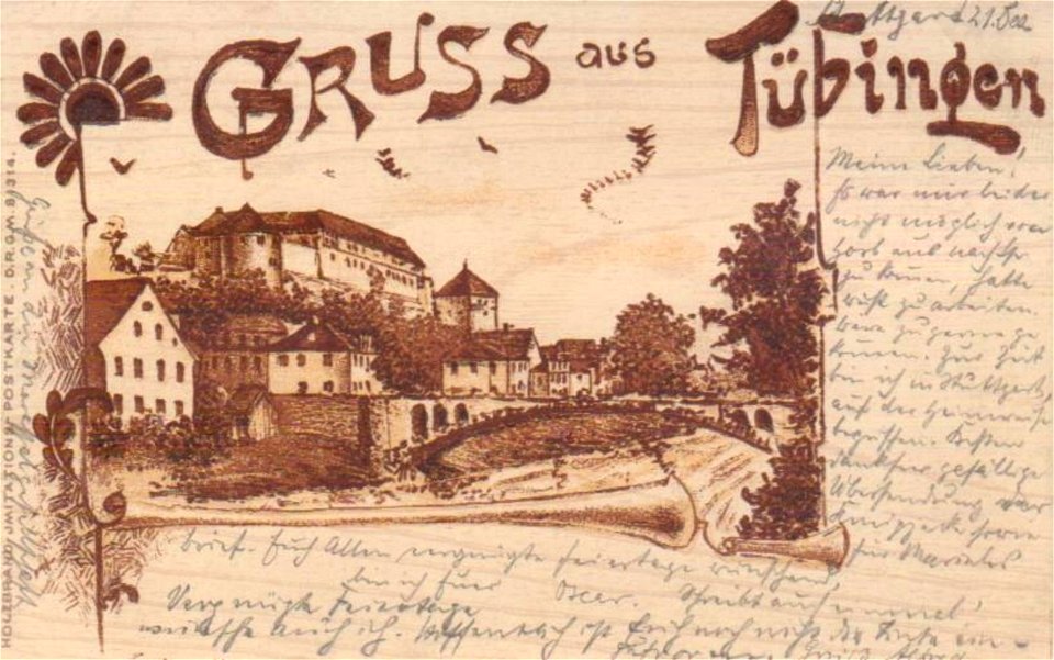 Hohentübingen mit Alleenbrücke (AK 81314 Gebr. Metz 1898)