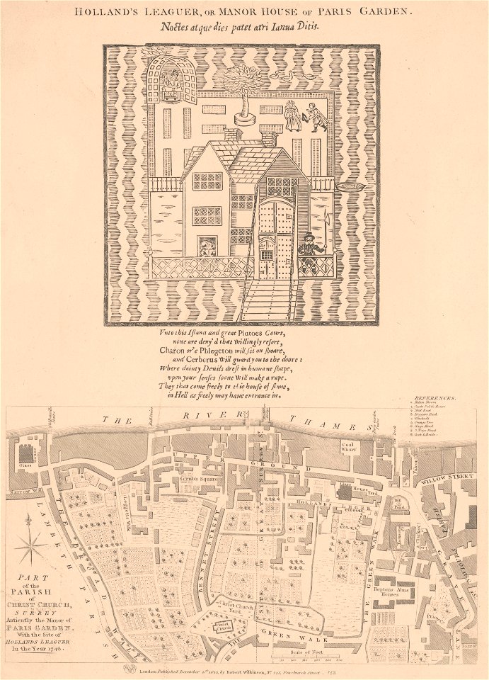 Holland's leaguer, or manor house of Paris Garden Part of the parish of Christ Church, Surrey antiently the manor of Paris Garden. With the site of Hollands Leaguer in the year 1746 - - W LCCN2014645296