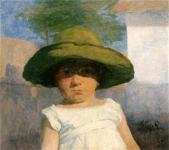 Hollósy, Simon - Girl with a Large Green Hat (ca 1900)