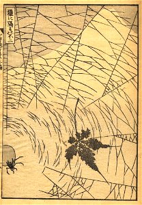 Hokusai Mt Fuji Behind a Spider Net. Free illustration for personal and commercial use.