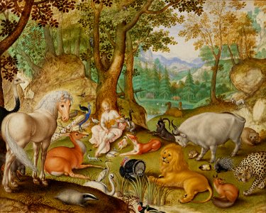 Jacob Hoefnagel - Orpheus Charming the Animals - Google Art Project. Free illustration for personal and commercial use.
