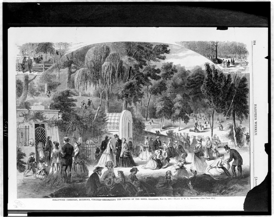 Hollywood Cemetery, Richmond, Virginia - decorating the graves of the rebel soldiers, May 31, 1867 - drawn by W.L. Sheppard. LCCN97507943