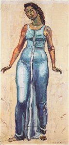 Hodler - Stehende Frauenfigur in blauem Gewand - ca1915. Free illustration for personal and commercial use.