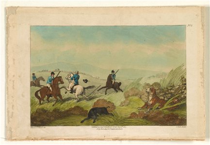 Hog-hunters meeting by surprise a tigress and her cubs) - Williamson & Howitt del. ; J. Clark, etched LCCN2013646777