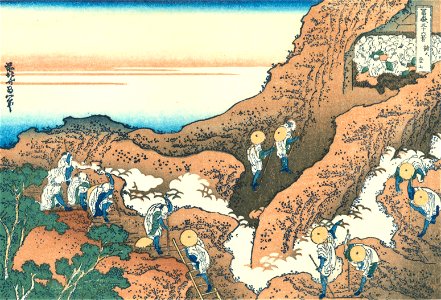 Hokusai34 climbing-fuji. Free illustration for personal and commercial use.