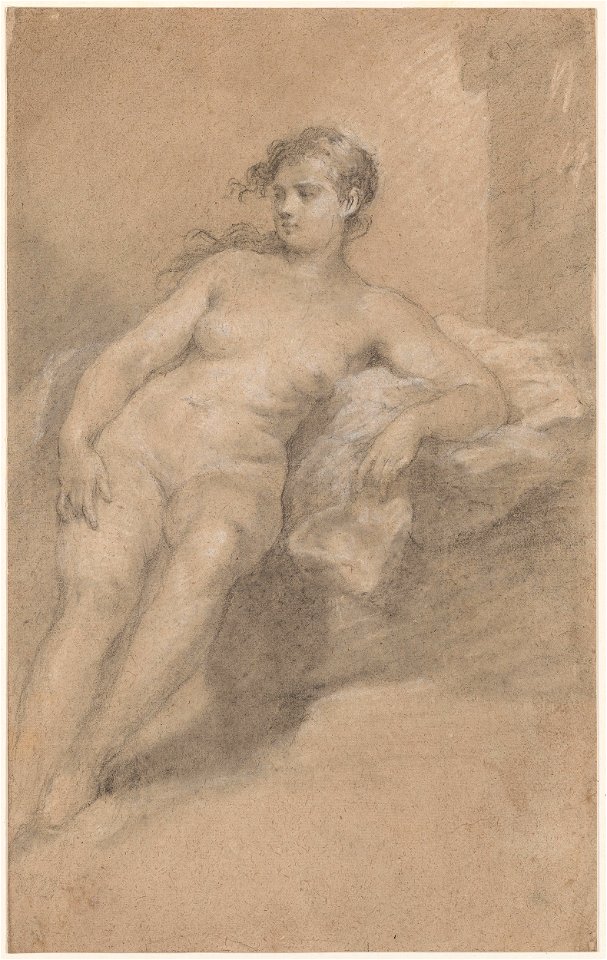 Hogarth - Attributed to - A Nude Female Figure Half Reclining, III, 32g