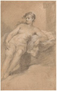 Hogarth - Attributed to - A Nude Female Figure Half Reclining, III, 32g