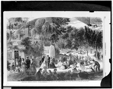 Hollywood Cemetery, Richmond, Virginia - decorating the graves of the rebel soldiers, May 31, 1867 - drawn by W.L. Sheppard. LCCN97507943