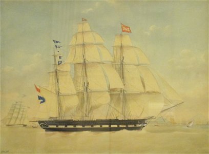 Holländska barkskeppet Thetis. Jacob Spin 1846. Sjöhistoriska museet. SM 28724